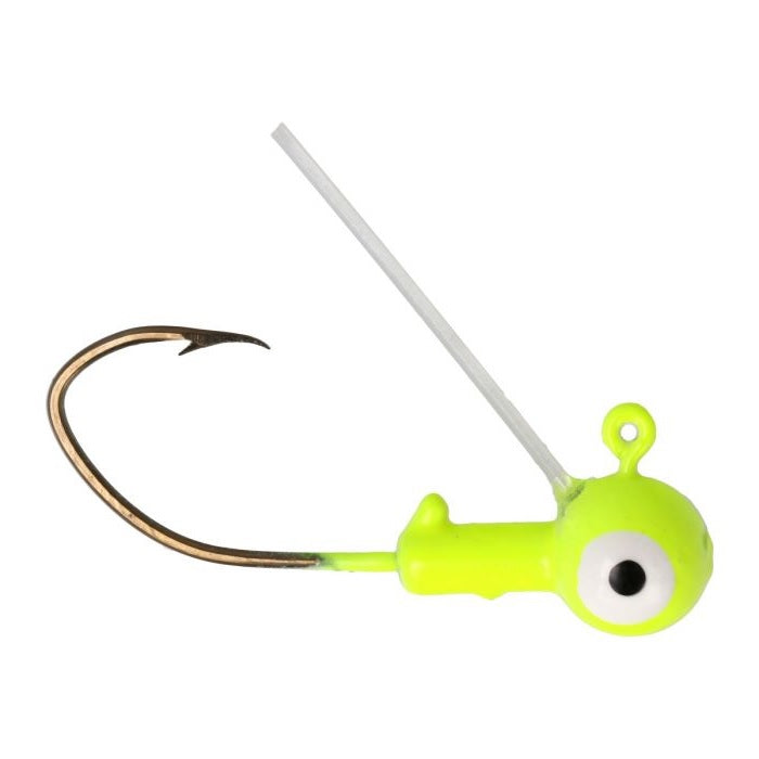 Eagle Claw Pro-V Weedless Ball Jig Head 1/16 6ct Chartreuse