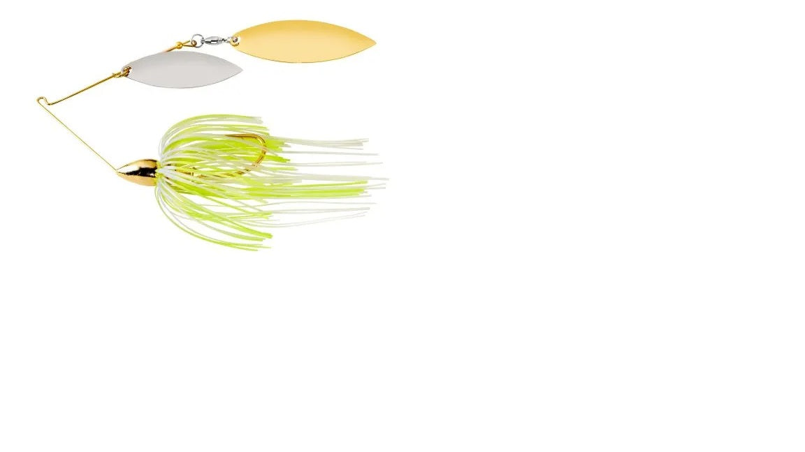 War Eagle Spinnerbait Gold Frame DW 1/2 Hot White Chartreuse