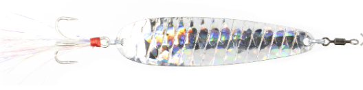 Nichols 4in Lake Fork Flutter Spoon Shattered Glass Silver 3/4oz