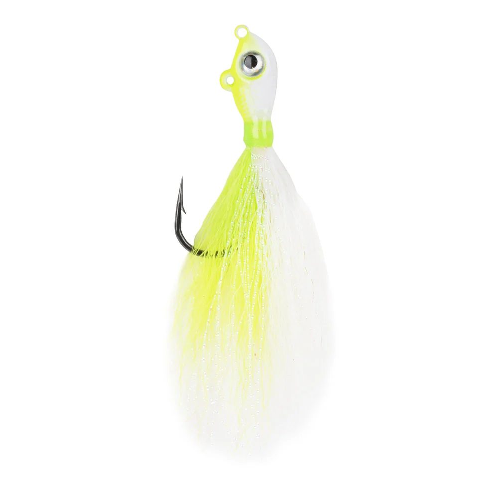 Mustad Big Eye Bucktail 1/2oz Chartreuse/ White