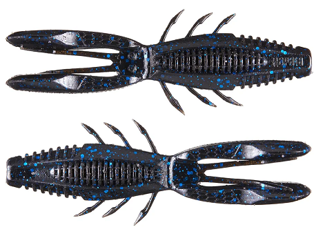 Rapala CrushCity Bronco Bug 4in 6ct Black Black Blu Fleck