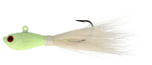 Lazer Sharp Fish Head Bucktail Jig Glow - 3oz. - sz. 7/0