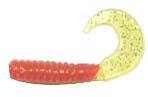 Action Bait 3in Curly Grubs 20pk Red Chartreuse Glitter