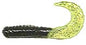 Action Bait 3in Curly Grubs 20pk Black Chartreuse Glitter