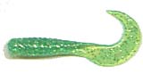 Action Bait 3in Curly Grubs 20pk Lime Chartreuse Glitter
