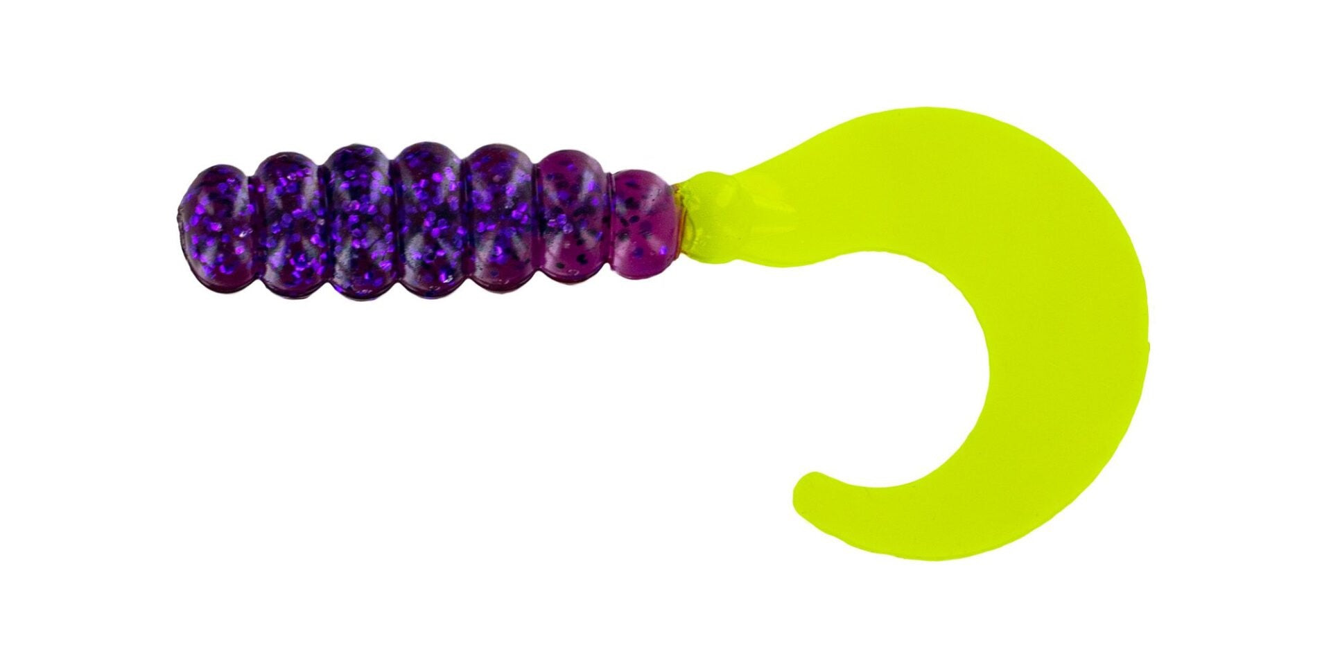 Big Bite Fat Grub 2in 10ct Purple Glitter/Opague Chart – Burch Fishing ...