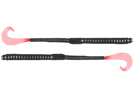 Head Hunter Curly Tail Worms 6" 12ct Black Fire Tail