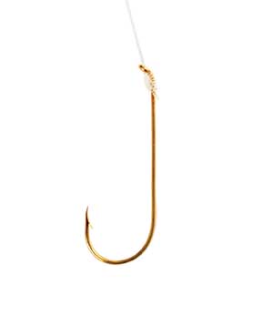 Eagle Claw Aberdeen Gold Snelled Hook Size 4
