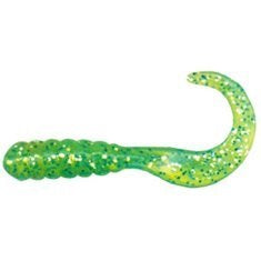 Action Bait 4" Curly Grubs 12pk Lime Chartreuse Glitter