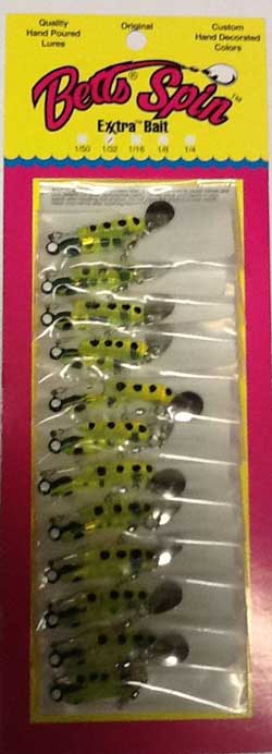 Betts Spin 1/8 Chartreuse Black Spots 12/cd