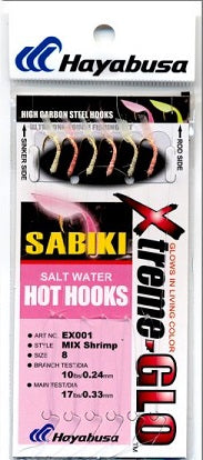 Hayabusa Sabiki Rig Mix Shrimp Glow 6-Hook Size 8